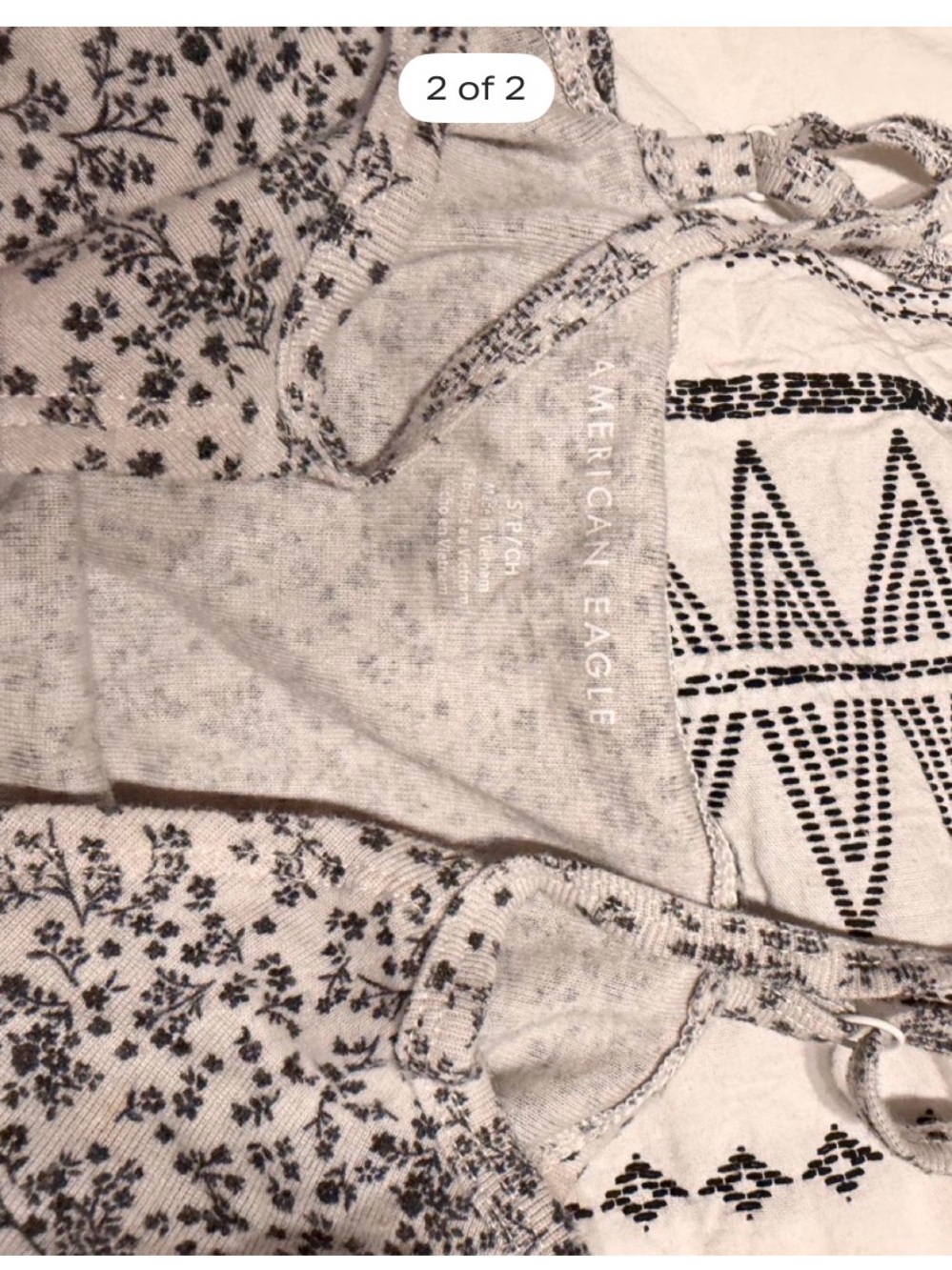 American Eagle Outfitters Beige Floral Lace-Trim Tank Top - Picture 2 of 2